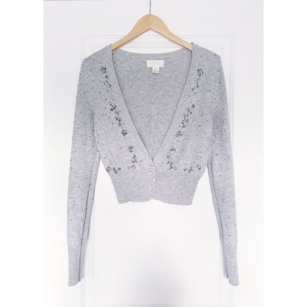 American Eagle Grey Embellished Cardigan M